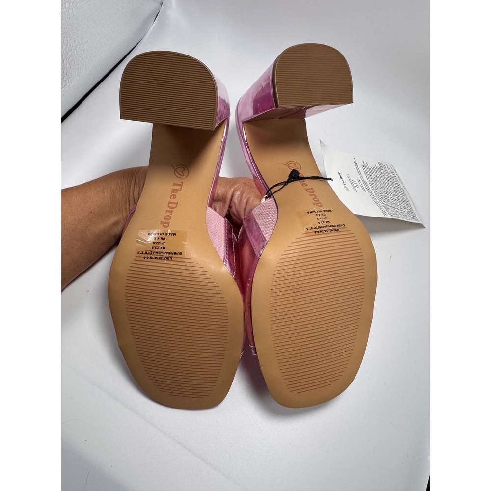 The Drop Avery Metallic Pink Transparent Strap Block Heel Mules Womens 6.5 NWOT - Picture 6 of 7